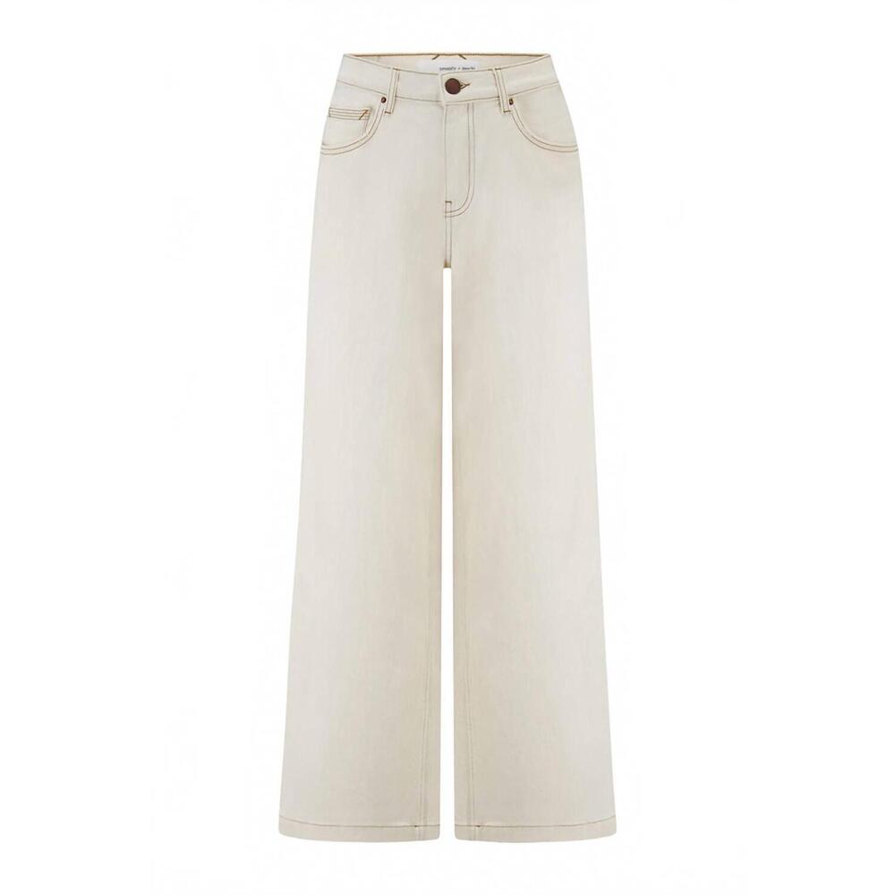 NEW SEVENTY + MOCHI bay wide leg jeans in ecru - Picture 4 of 5